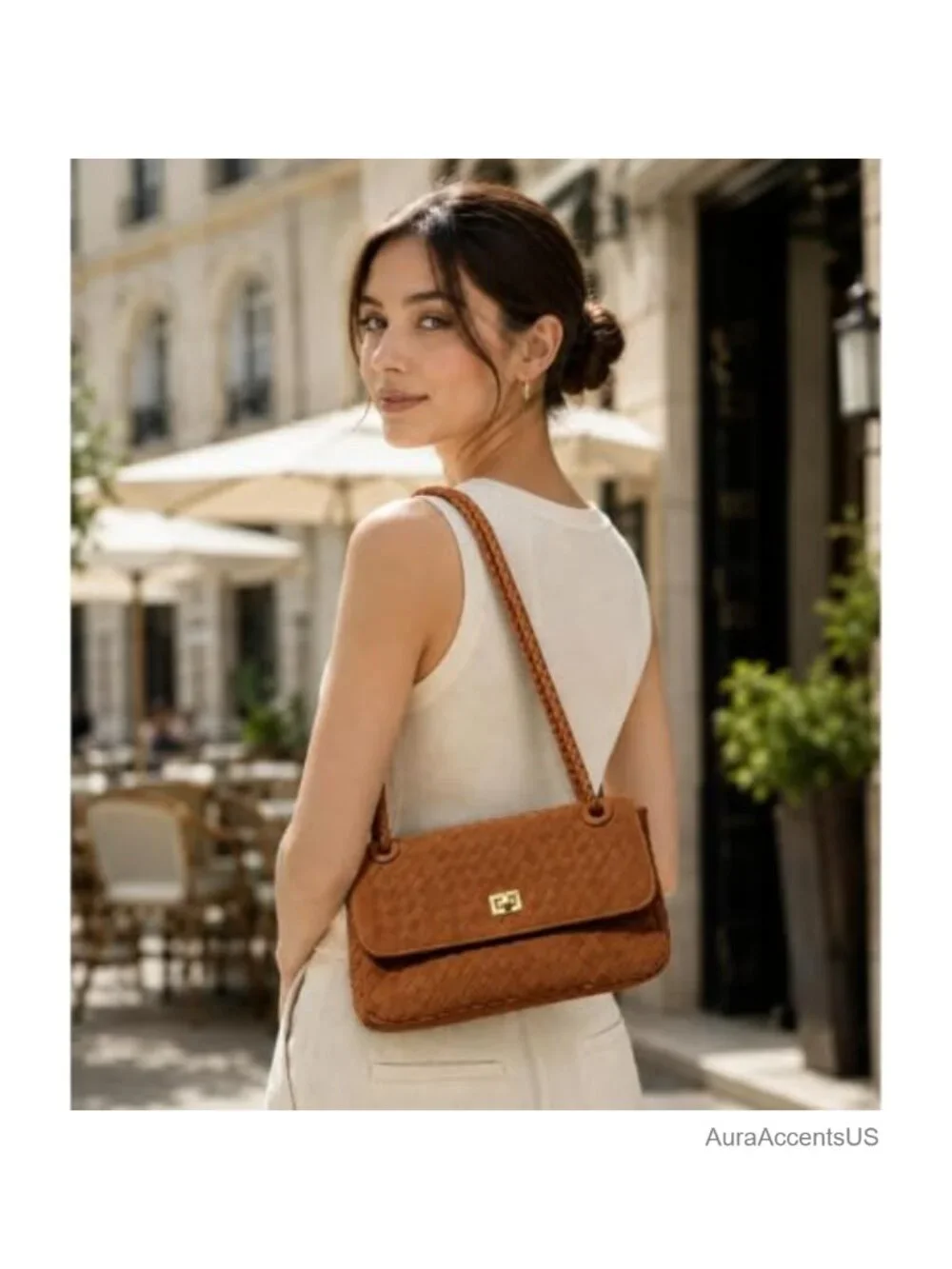 Woven Faux Suede Shoulder Bag Large Capacity Hobo Satchel Handbag